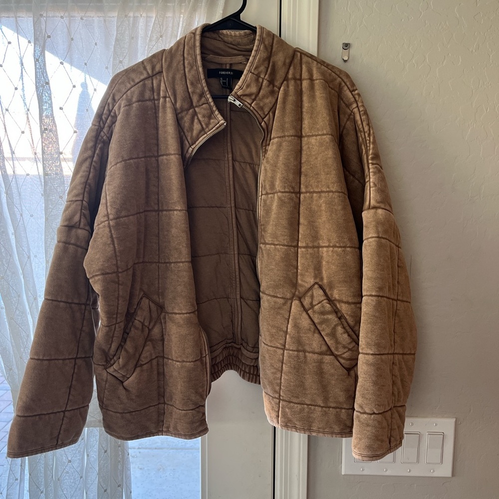 Brown boho quilted jacket. Oversized